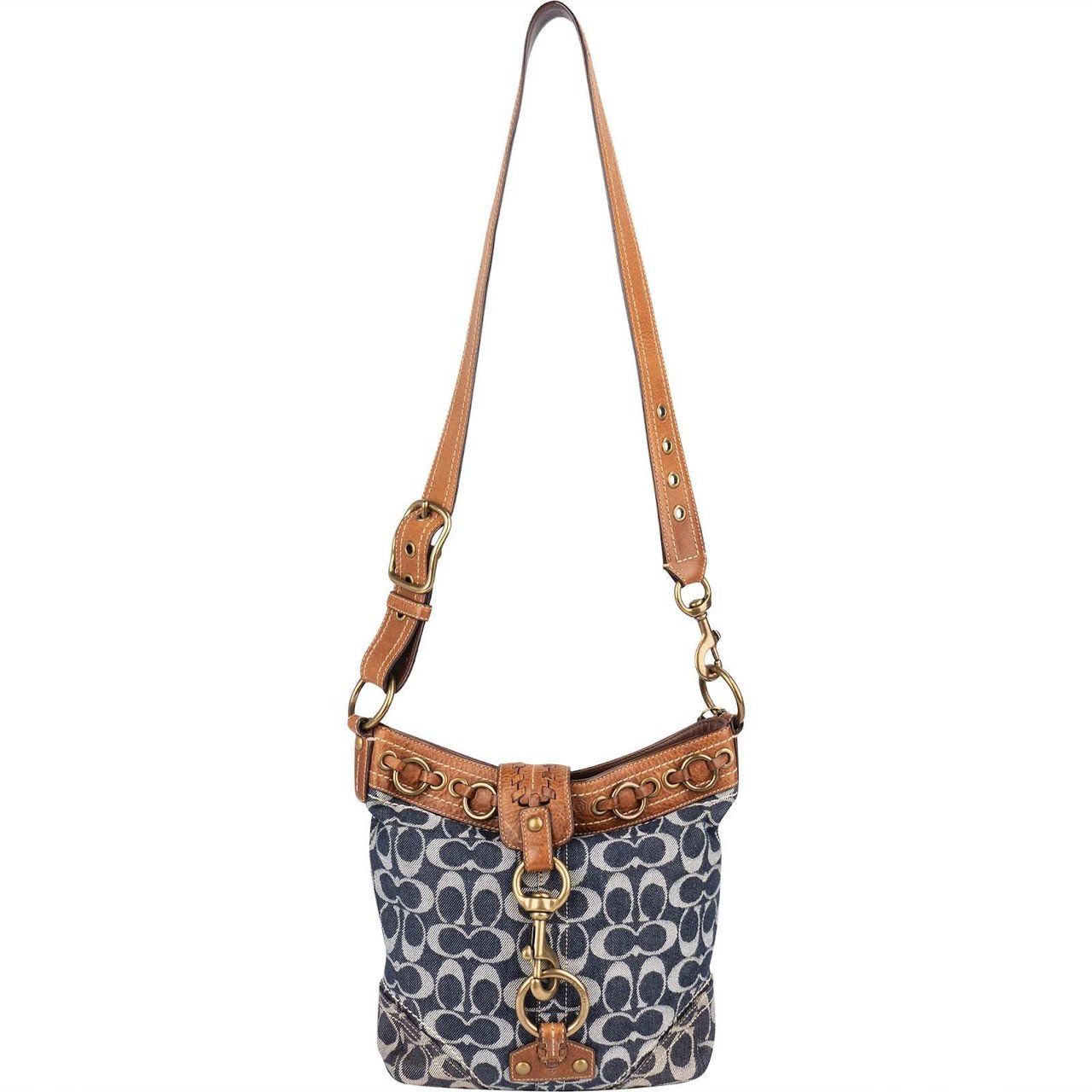 Coach Coach Monogram Signature Denim Crossbody Bag Blauw