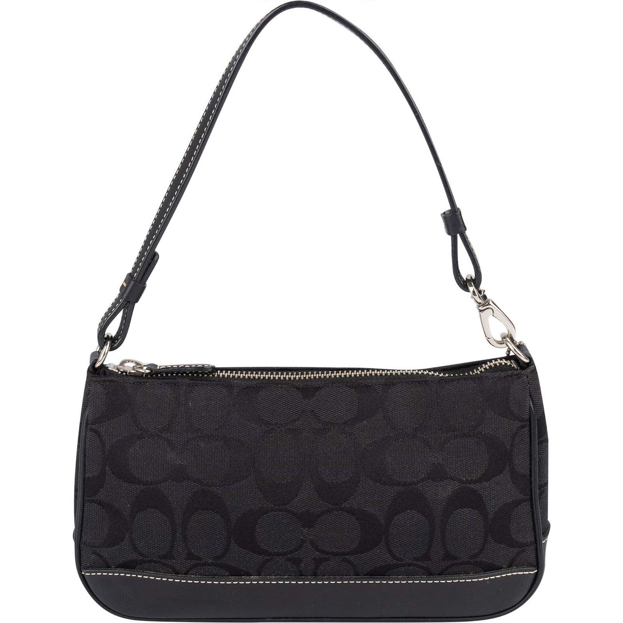 Coach Coach Black Monogram Signature Demi Pochette Handbag Zwart