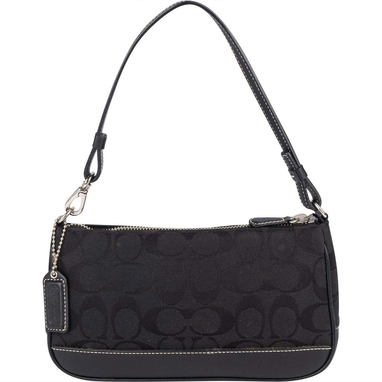 Coach Coach Black Monogram Signature Demi Pochette Handbag Zwart