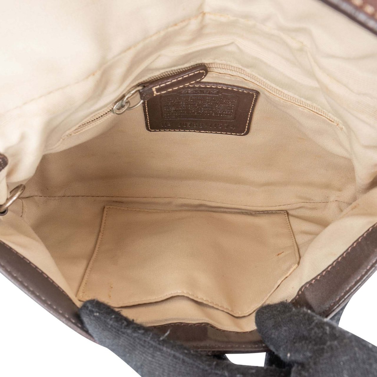 Coach Coach Monogram Signature Demi Flap Lock Shoulder Bag Beige