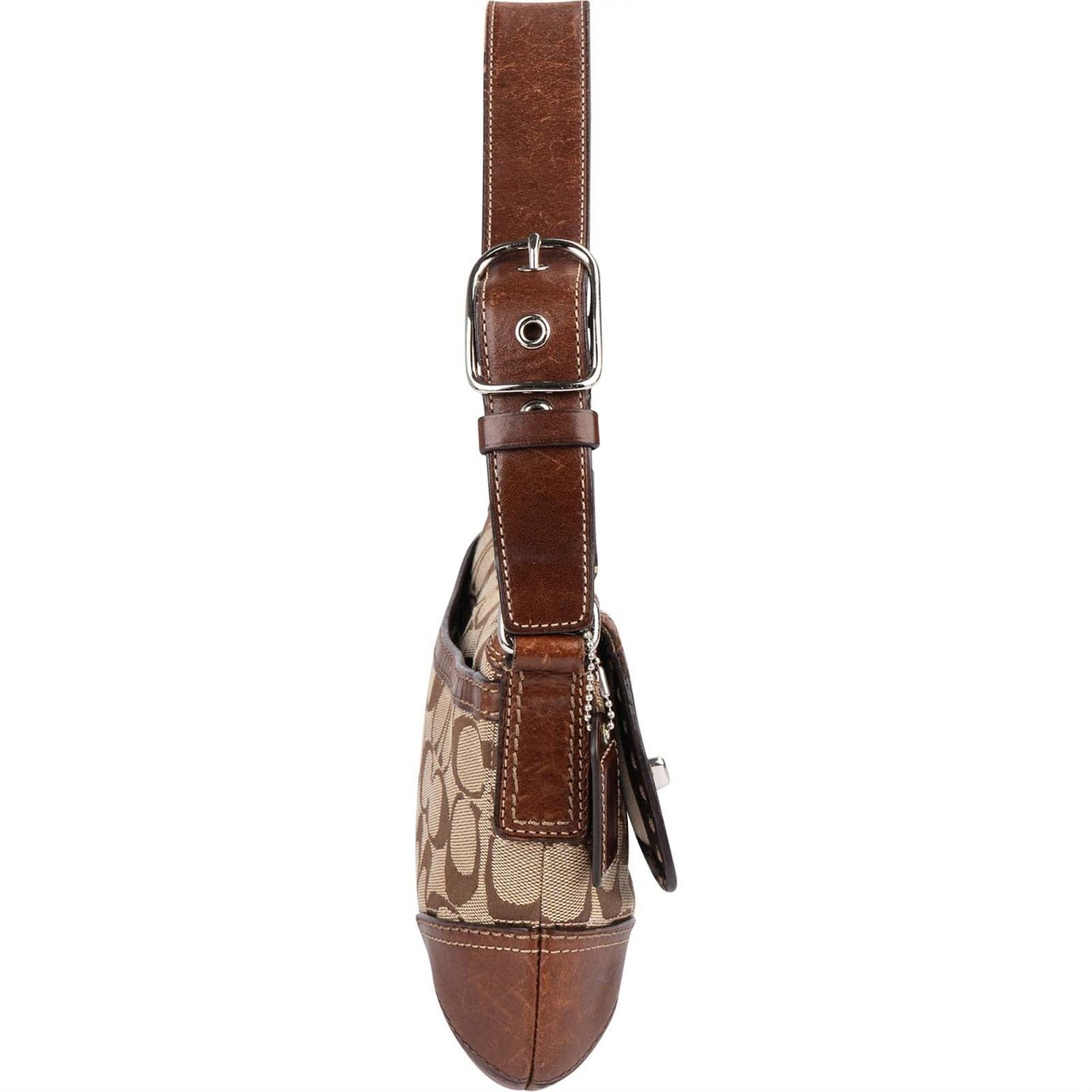 Coach Coach Monogram Signature Demi Flap Lock Shoulder Bag Beige