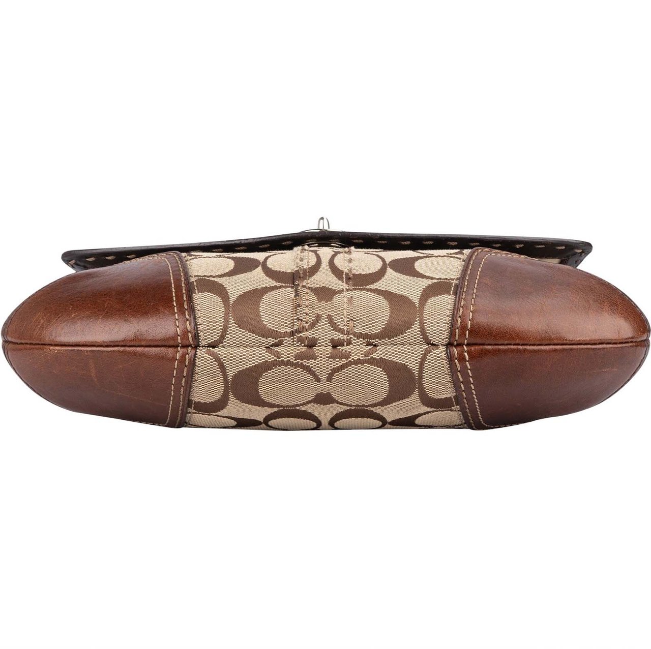 Coach Coach Monogram Signature Demi Flap Lock Shoulder Bag Beige