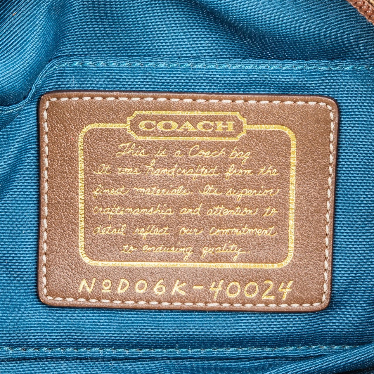 Coach Coach Monogram Signature Stripe Demi Pouch Handbag Bruin