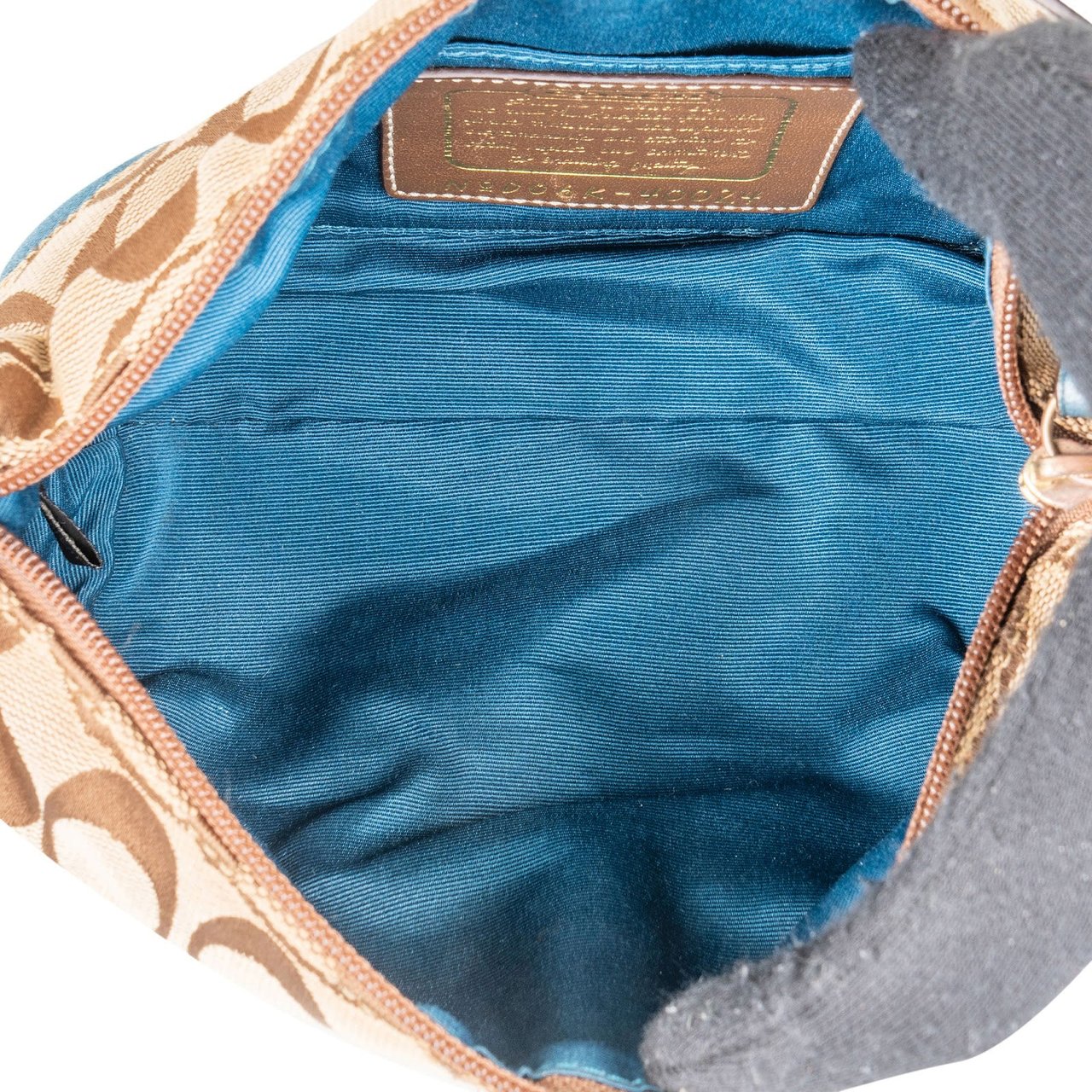 Coach Coach Monogram Signature Stripe Demi Pouch Handbag Bruin