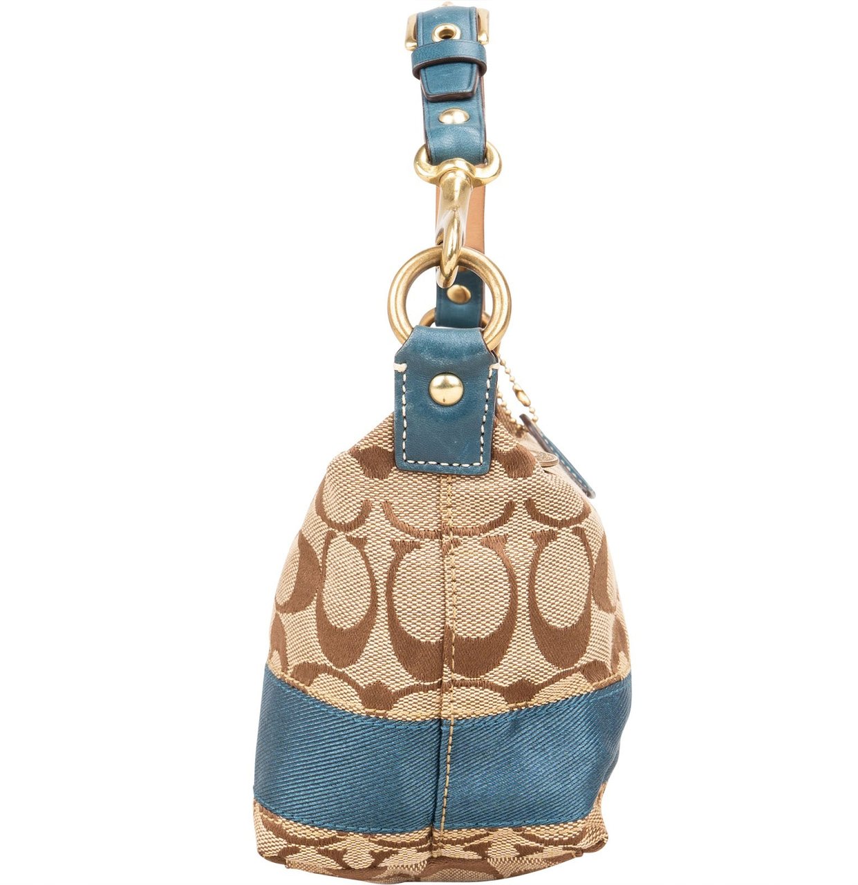 Coach Coach Monogram Signature Stripe Demi Pouch Handbag Bruin