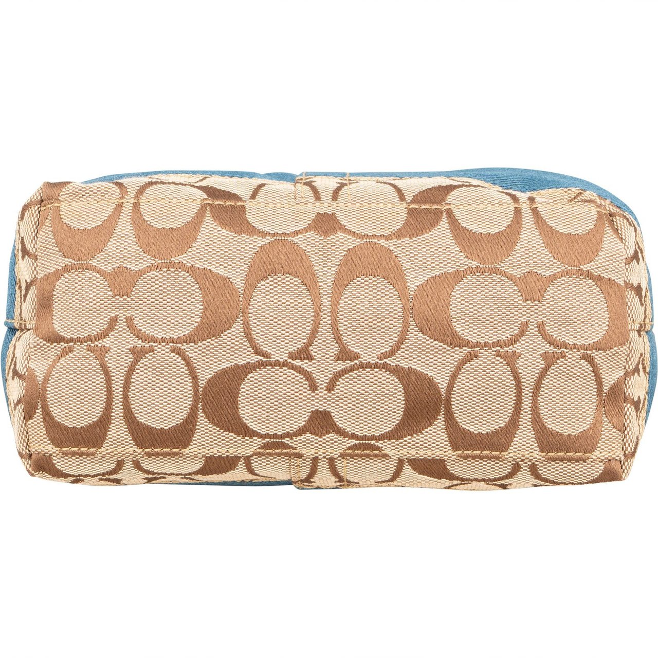 Coach Coach Monogram Signature Stripe Demi Pouch Handbag Bruin