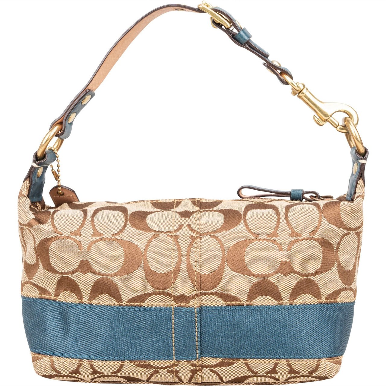 Coach Coach Monogram Signature Stripe Demi Pouch Handbag Bruin