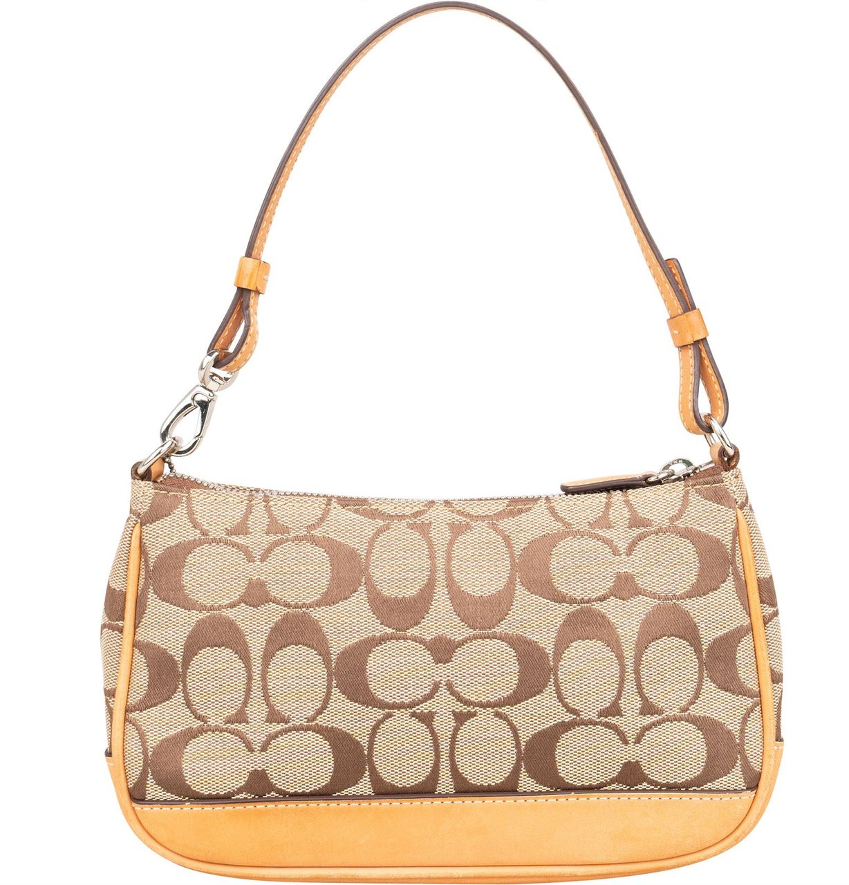 Coach Coach Signature Monogram Pochette Handbag Bruin