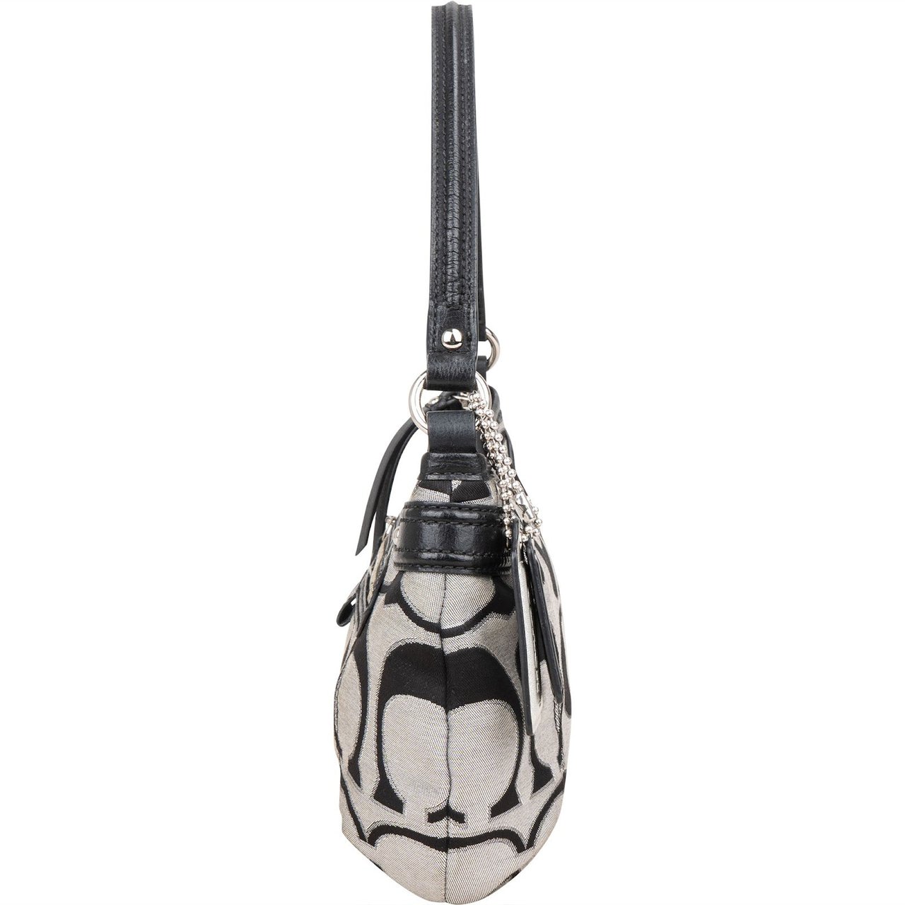 Coach Coach Monogram Signature Black and Grey Shoulder Bag Zwart