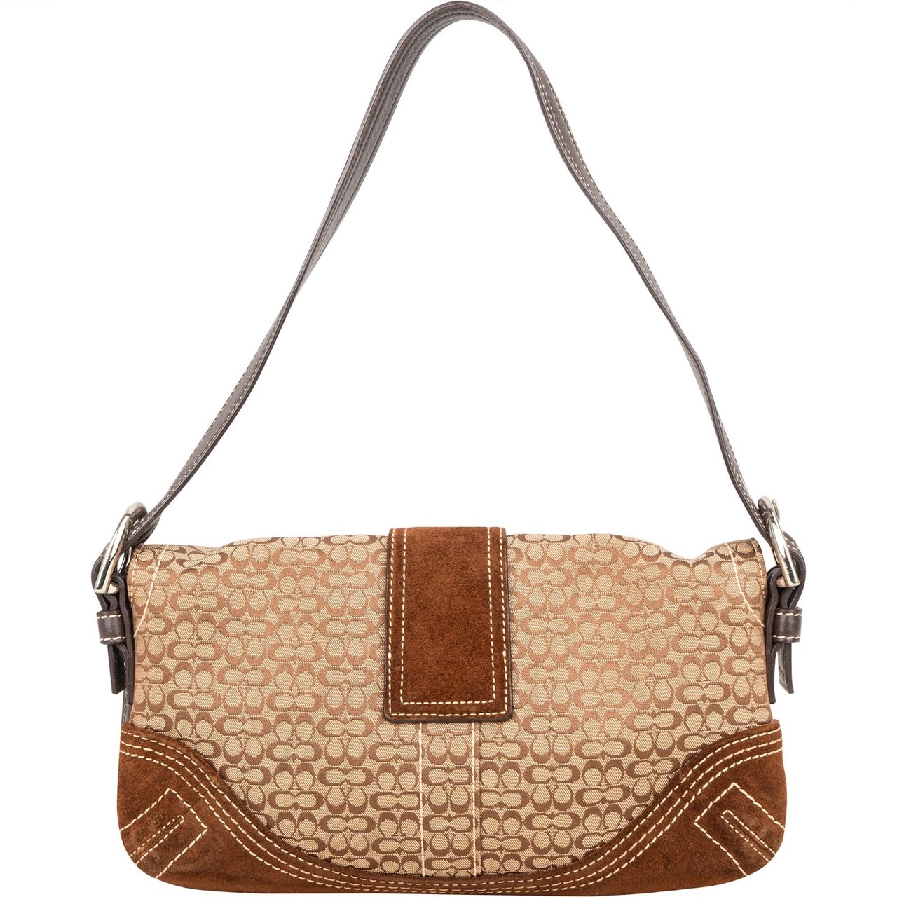 Coach Coach Mini Monogram Signature Soho Buckle Flap Shoulder Bag Bruin