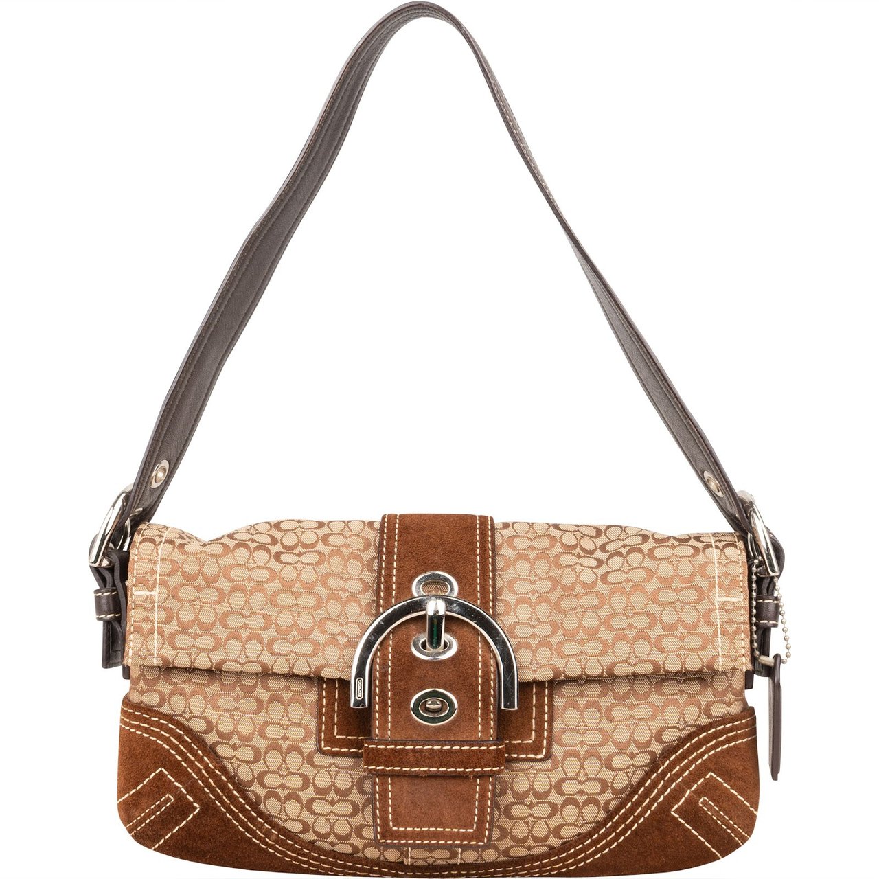 Coach Coach Mini Monogram Signature Soho Buckle Flap Shoulder Bag Bruin