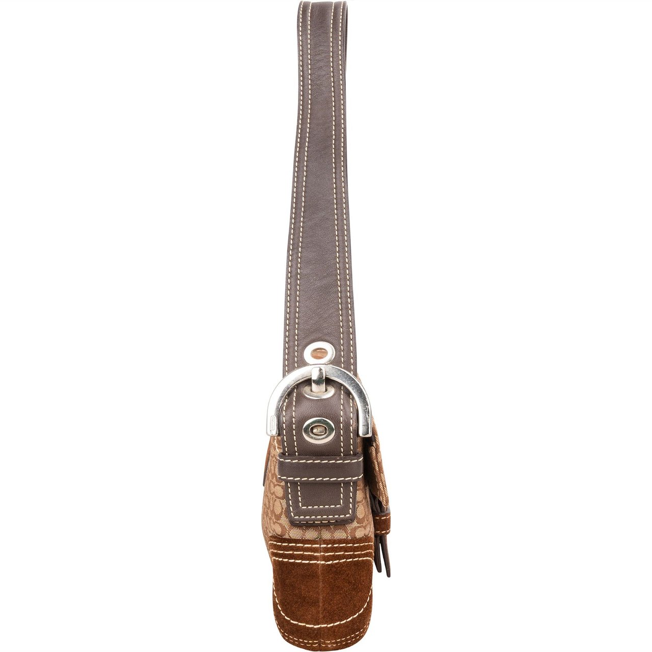 Coach Coach Mini Monogram Signature Soho Buckle Flap Shoulder Bag Bruin