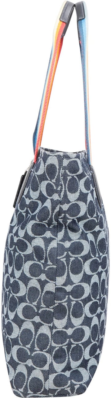 Coach Coach Monogram Signature Denim Tote Rainbow Handle Shoulder Bag Divers