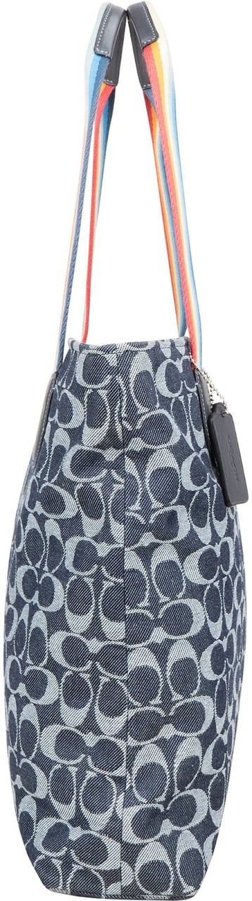 Coach Coach Monogram Signature Denim Tote Rainbow Handle Shoulder Bag Divers