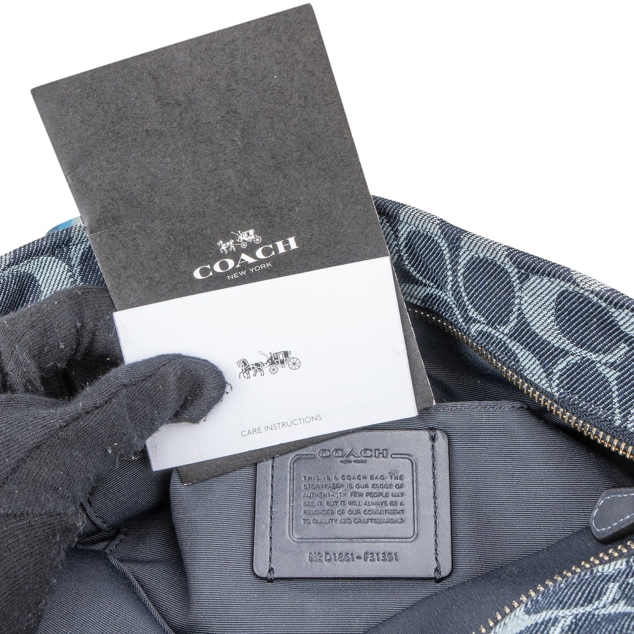 Coach Coach Monogram Signature Denim Tote Rainbow Handle Shoulder Bag Divers