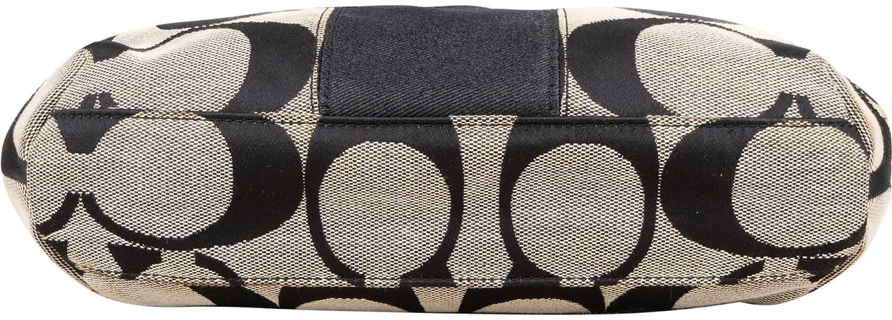 Coach Coach Monogram Signature Black and Grey Stripe Demi Handbag Zwart