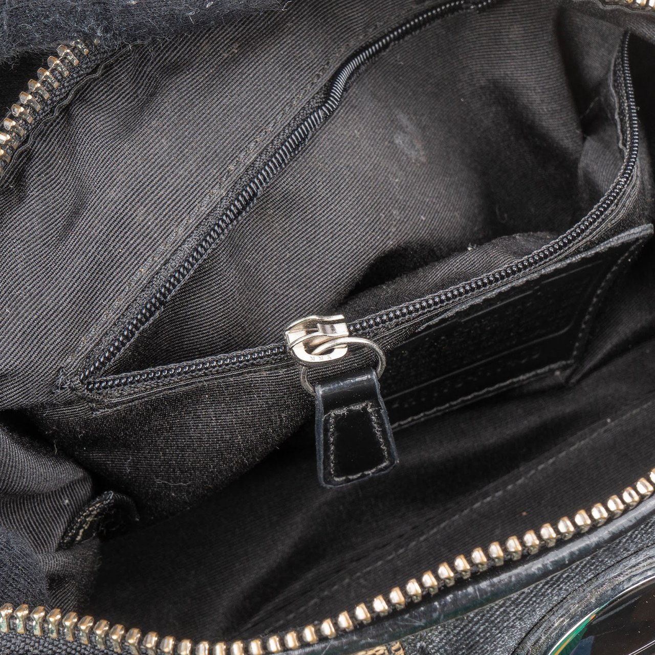 Coach Coach Monogram Signature Black and Grey Stripe Demi Handbag Zwart