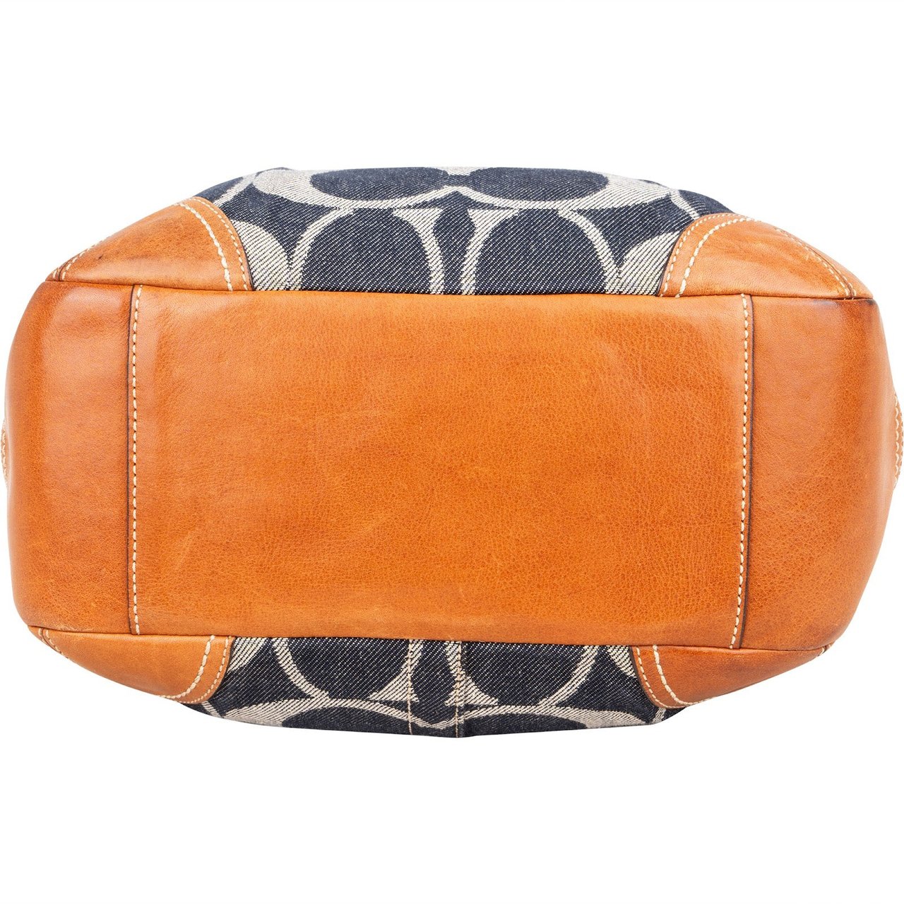 Coach Coach Monogram Signature Denim and Leather Ergo Shoulder Bag Blauw