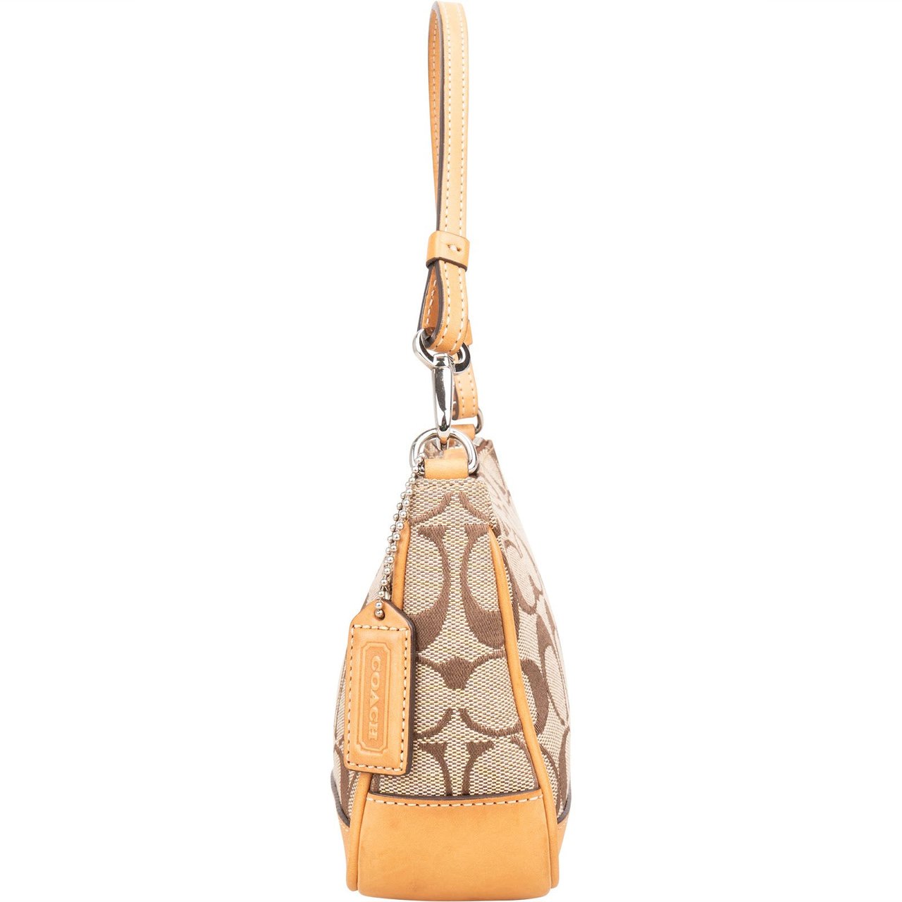 Coach Coach Signature Monogram Pochette Handbag Beige