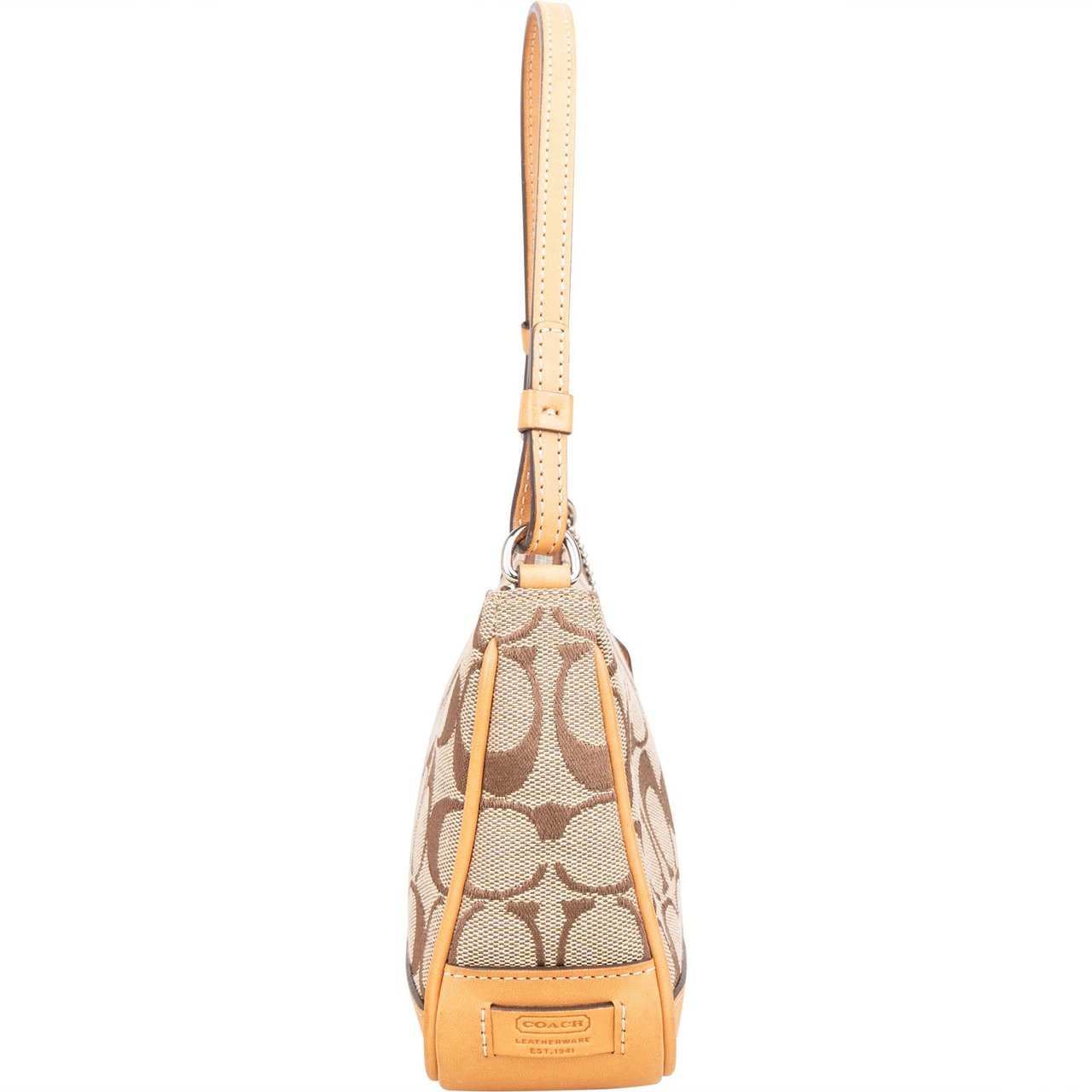 Coach Coach Signature Monogram Pochette Handbag Beige