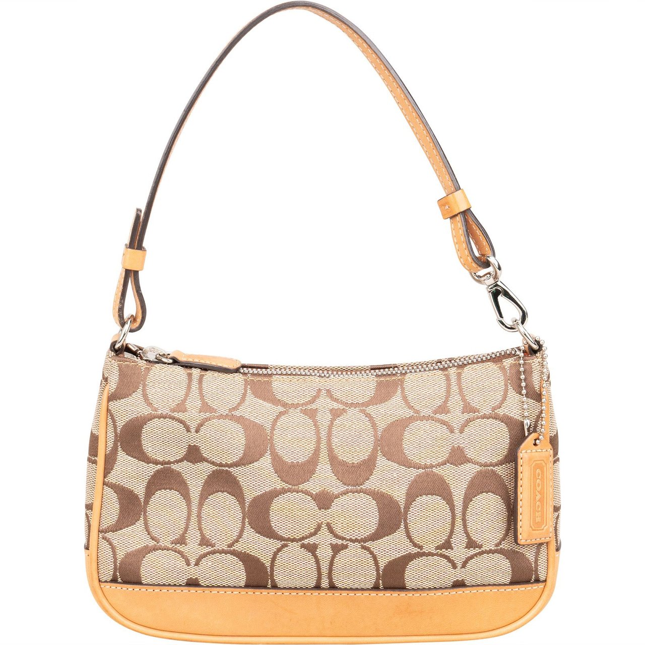 Coach Coach Signature Monogram Pochette Handbag Beige