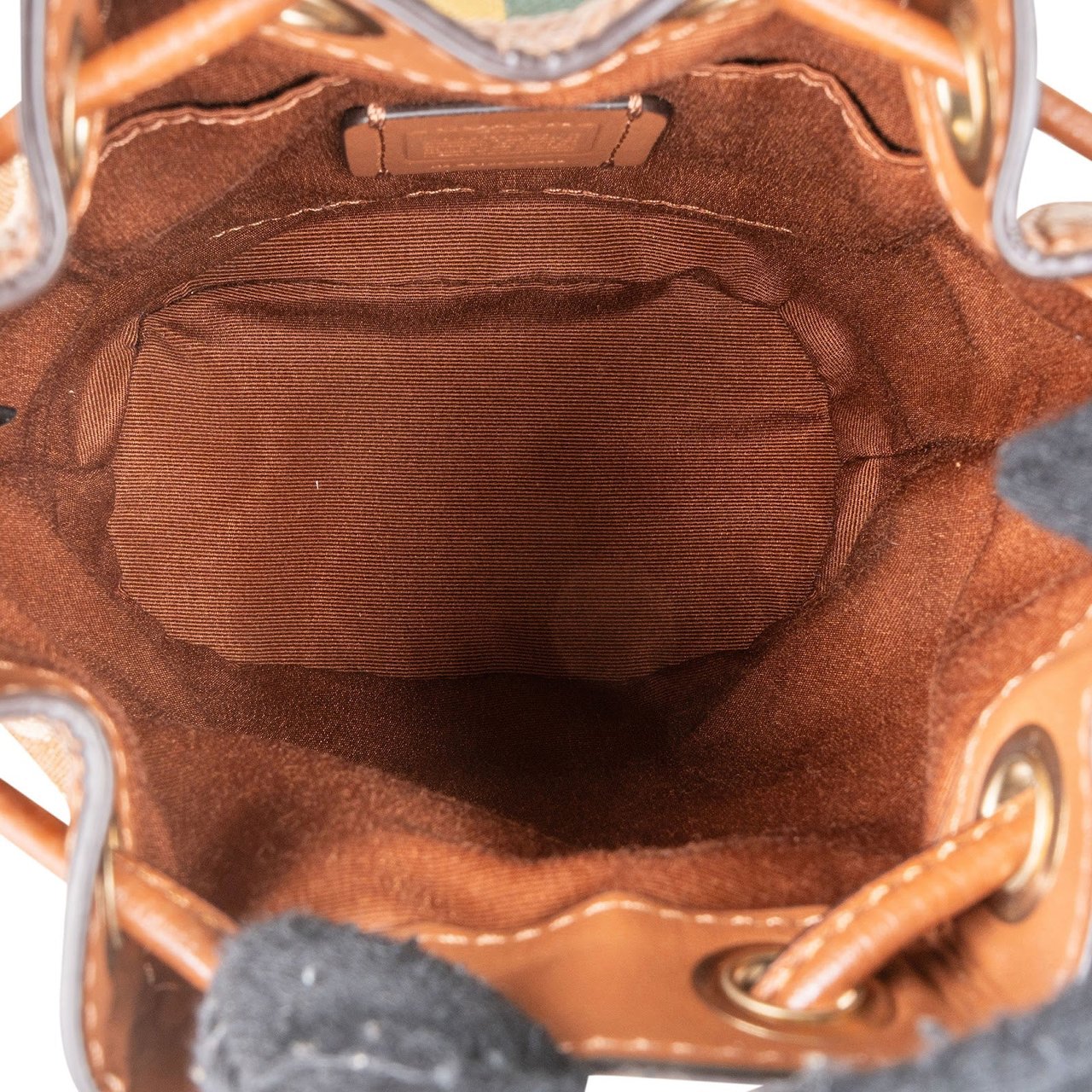 Coach Coach Monogram Signature Multicolor Stripe Mini Bucket Handbag Bruin