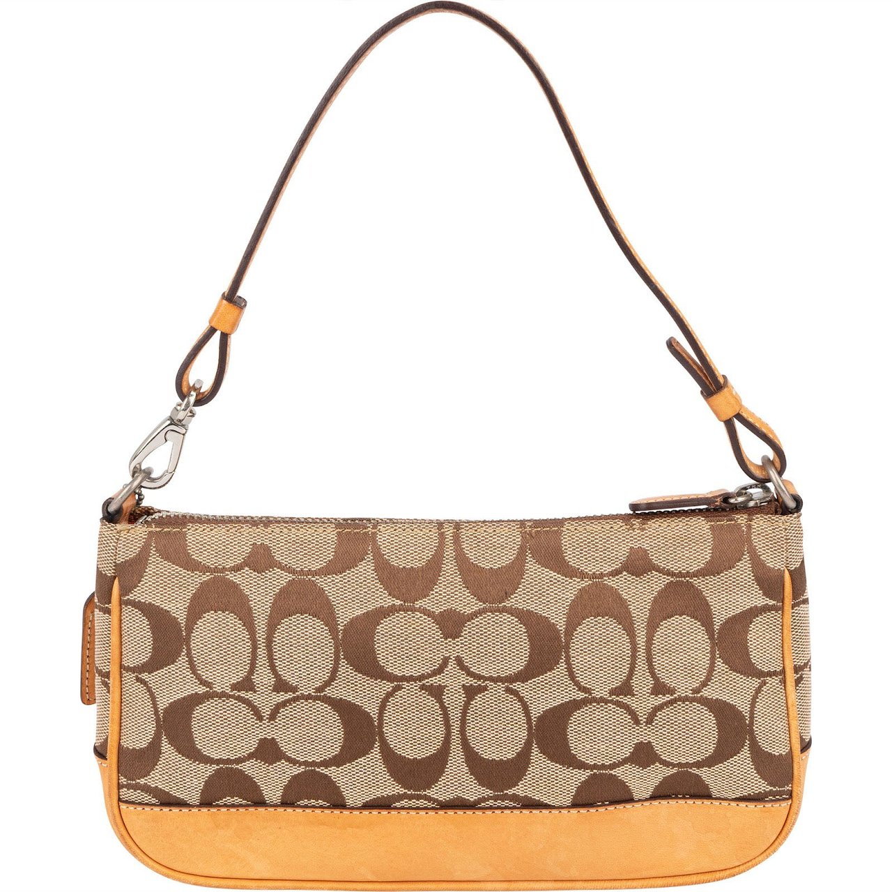 Coach Coach Signature Monogram Pochette Handbag Bruin