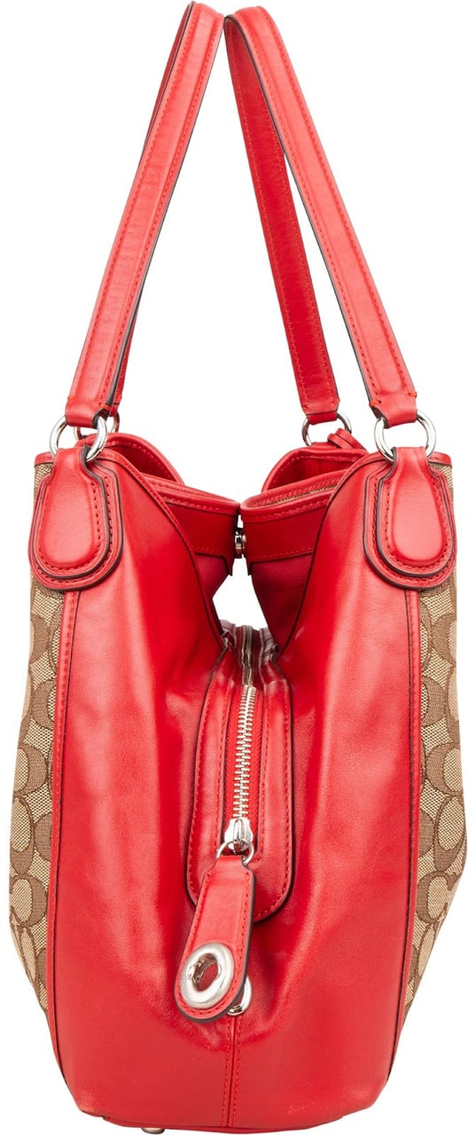 Coach Coach Monogram Signature Canvas Celeste Convertible Hobo Shoulder Bag Rood