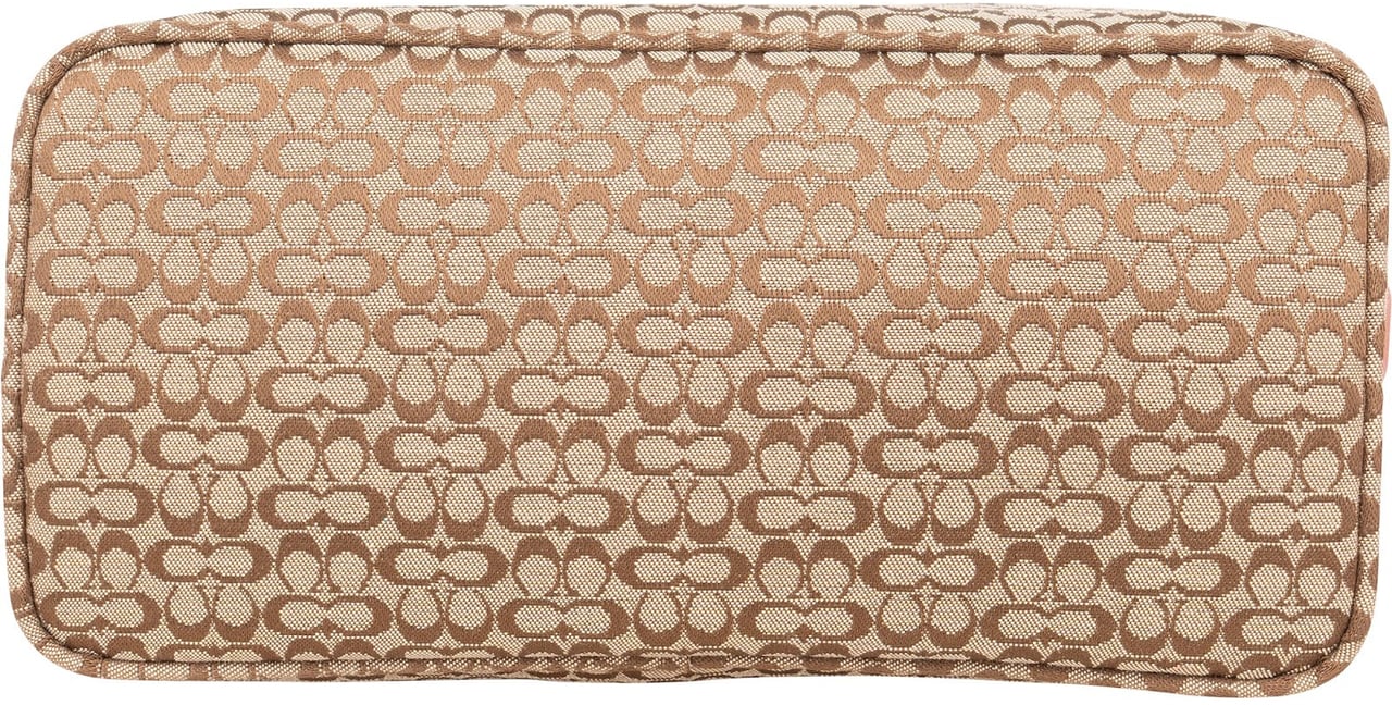 Coach Monogram Signature Demi Pochette Shoulder Bag Beige
