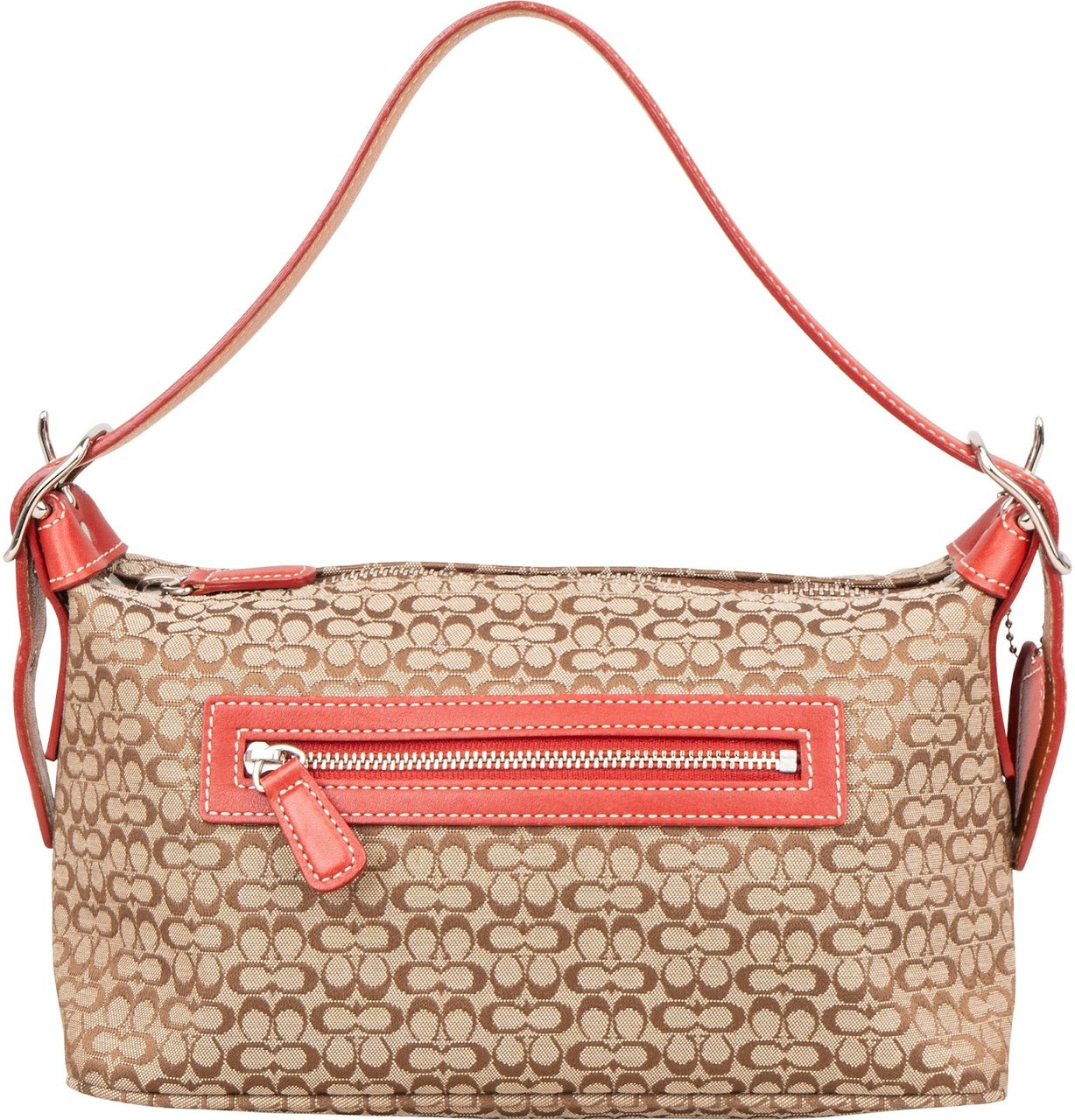 Coach Monogram Signature Demi Pochette Shoulder Bag Beige