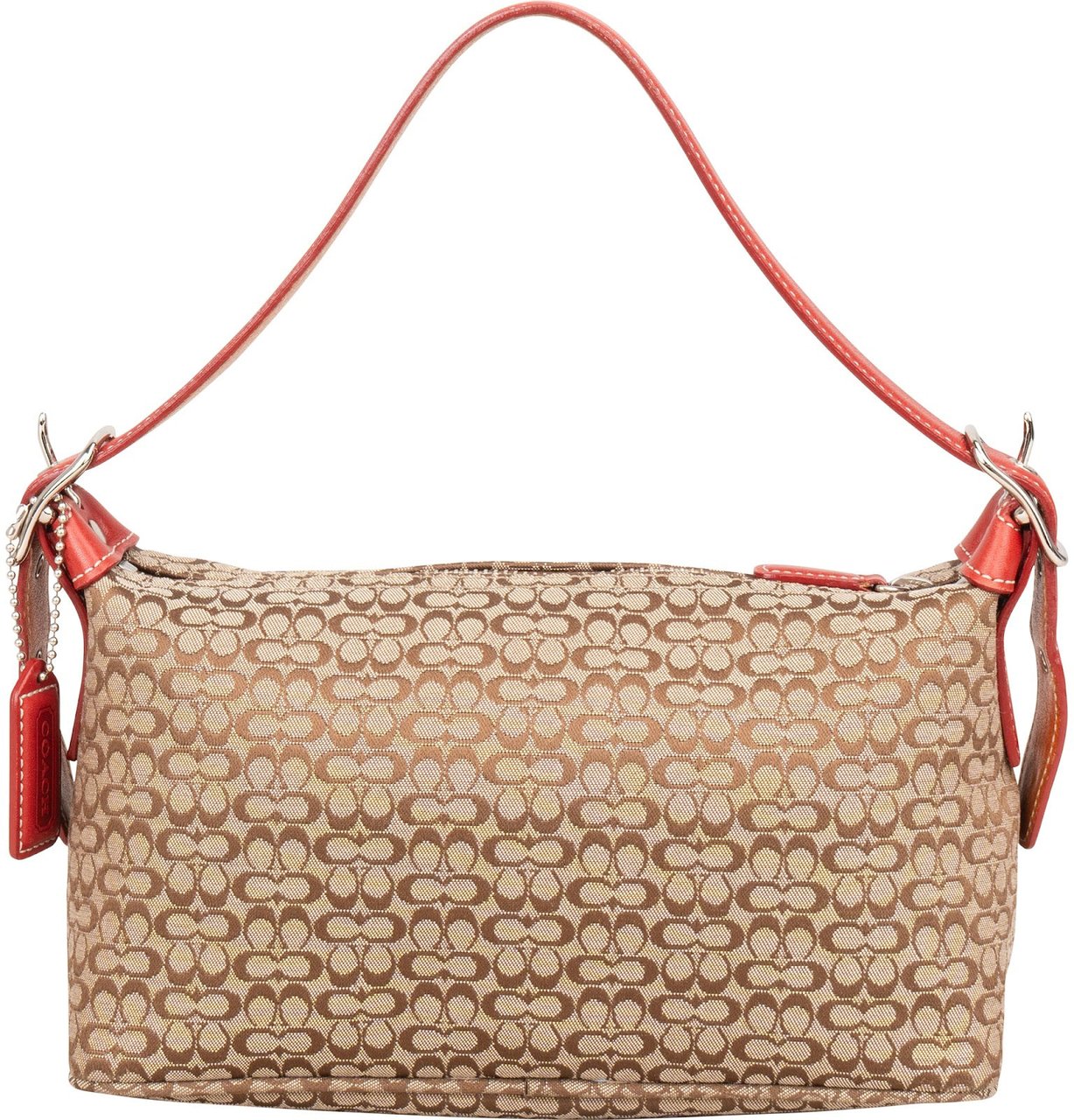Coach Monogram Signature Demi Pochette Shoulder Bag Beige