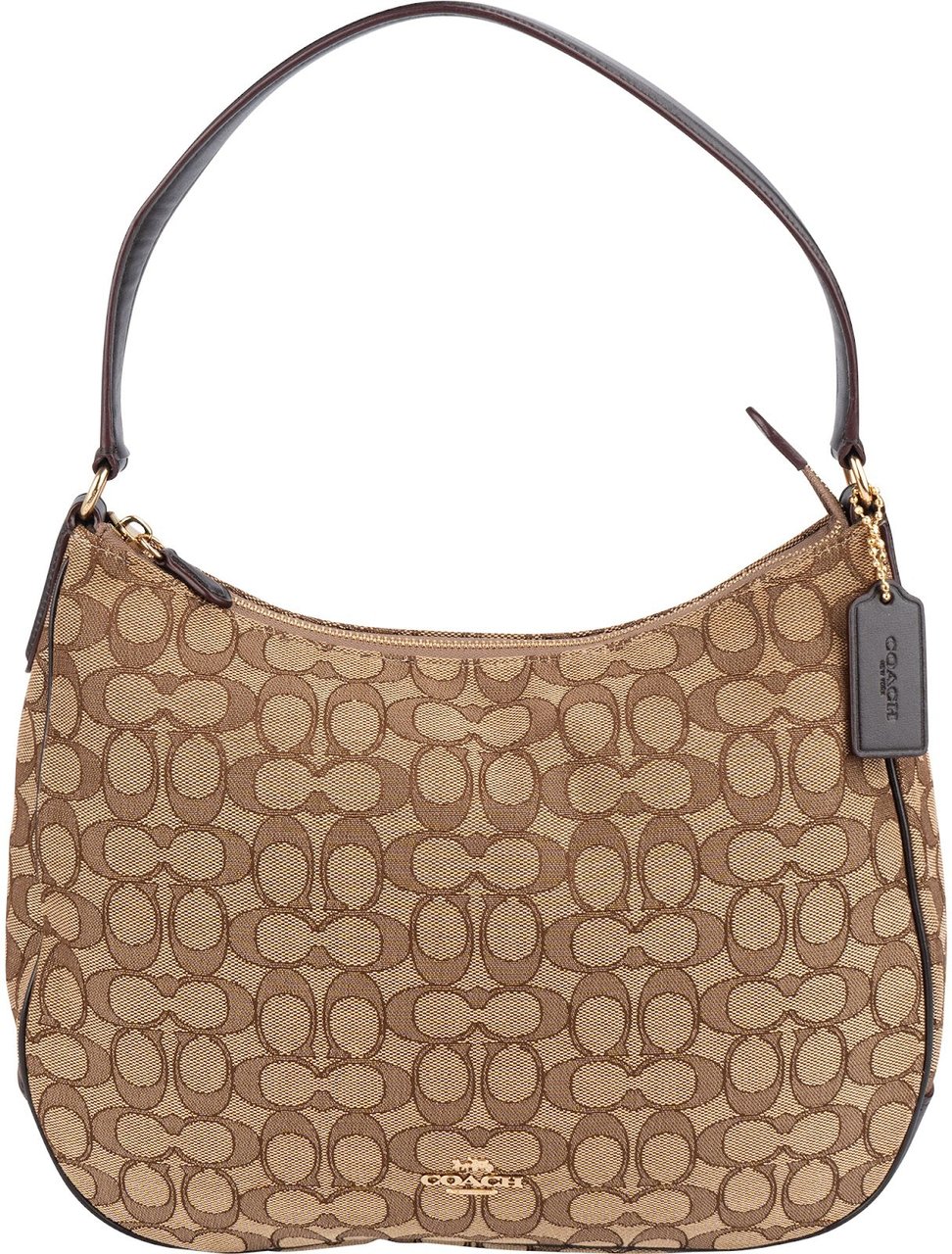 Coach Coach Monogram Signature Canvas Hobo Shoulder Bag Bruin
