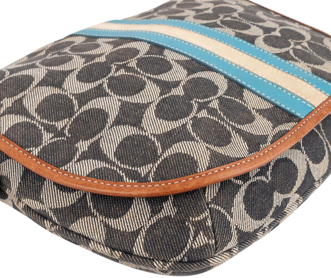 Coach Coach Monogram Signature Stripe Saddle Crossbody Bag Divers