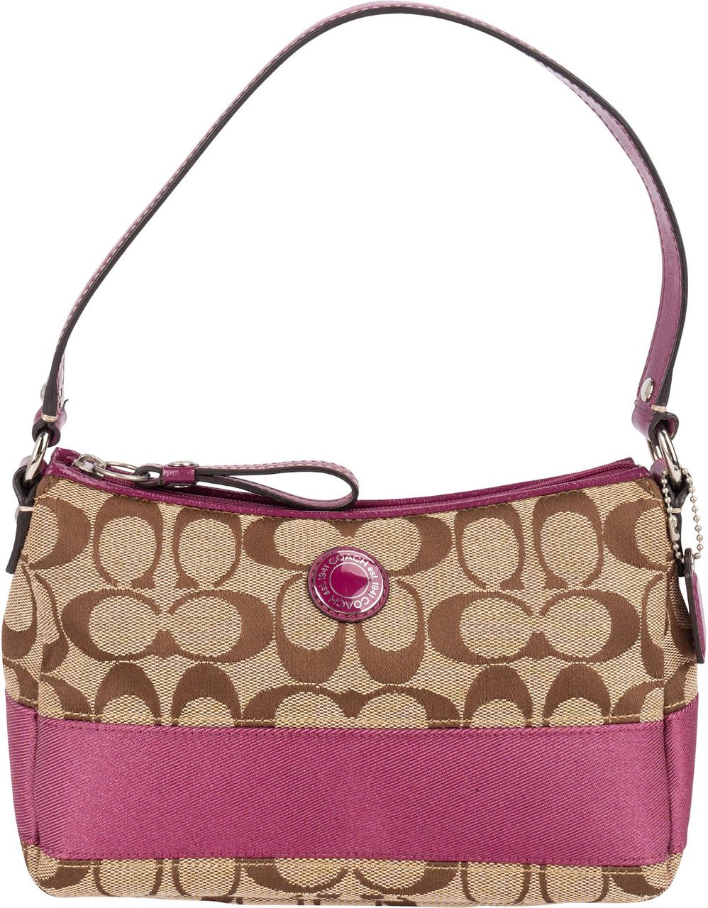 Coach Coach Monogram Signature Demi Pouch Handbag Bruin