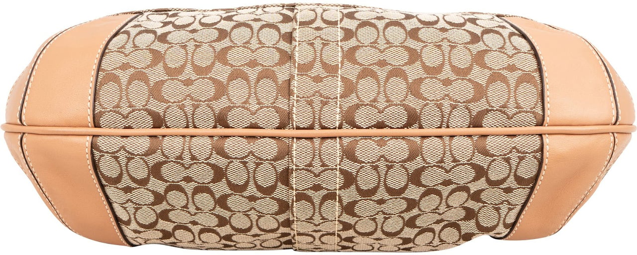 Coach Coach Monogram Signature Pleated Hobo Shoulder Bag Bruin