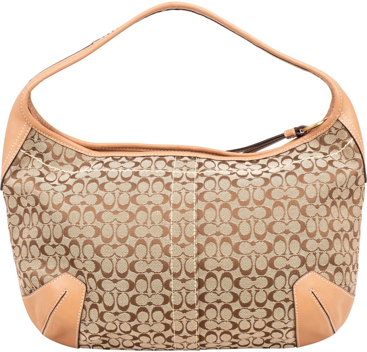 Coach Coach Monogram Signature Pleated Hobo Shoulder Bag Bruin