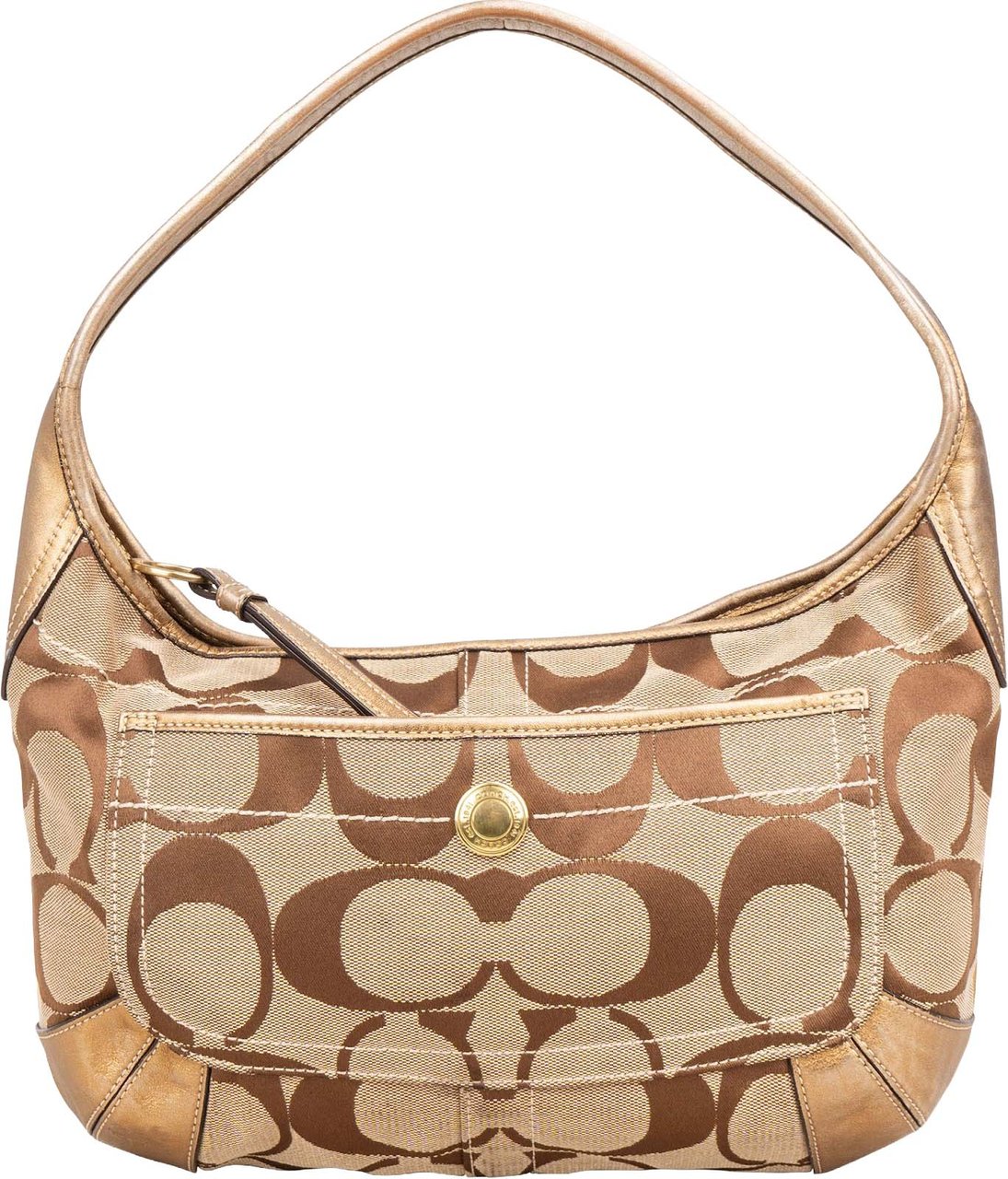 Coach Coach Monogram Signature Canvas Hobo Shoulder Bag Beige
