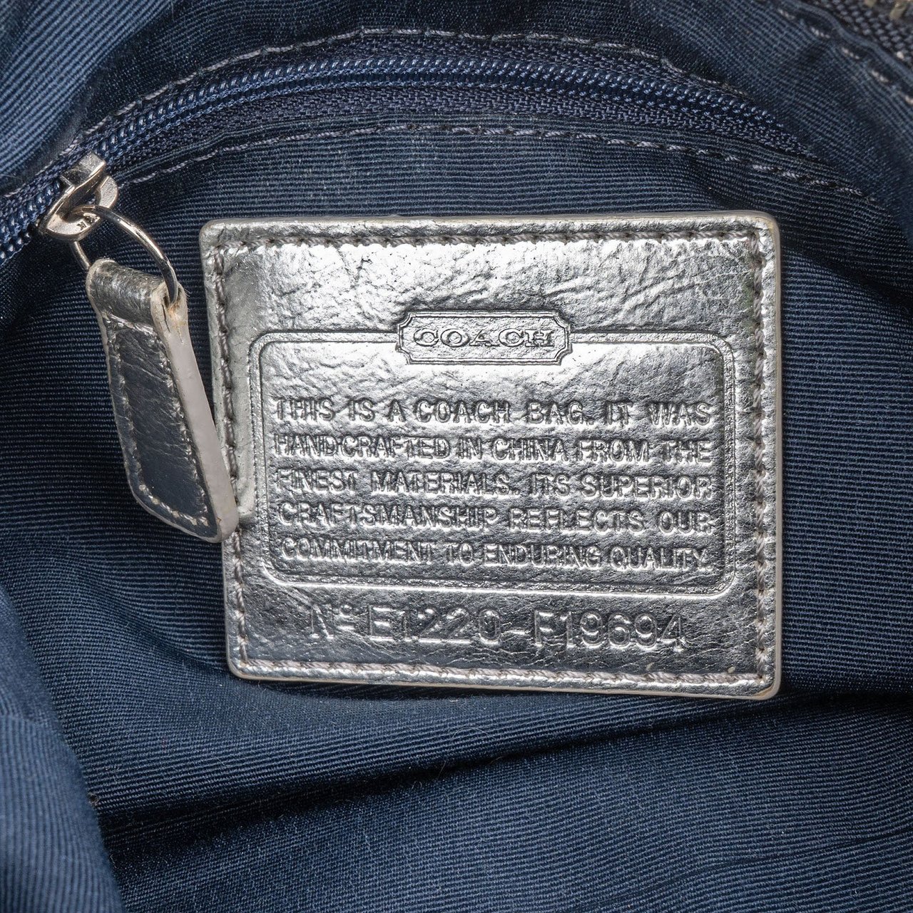 Coach Monogram Denim Signature Stripe Shoulder Bag Blauw