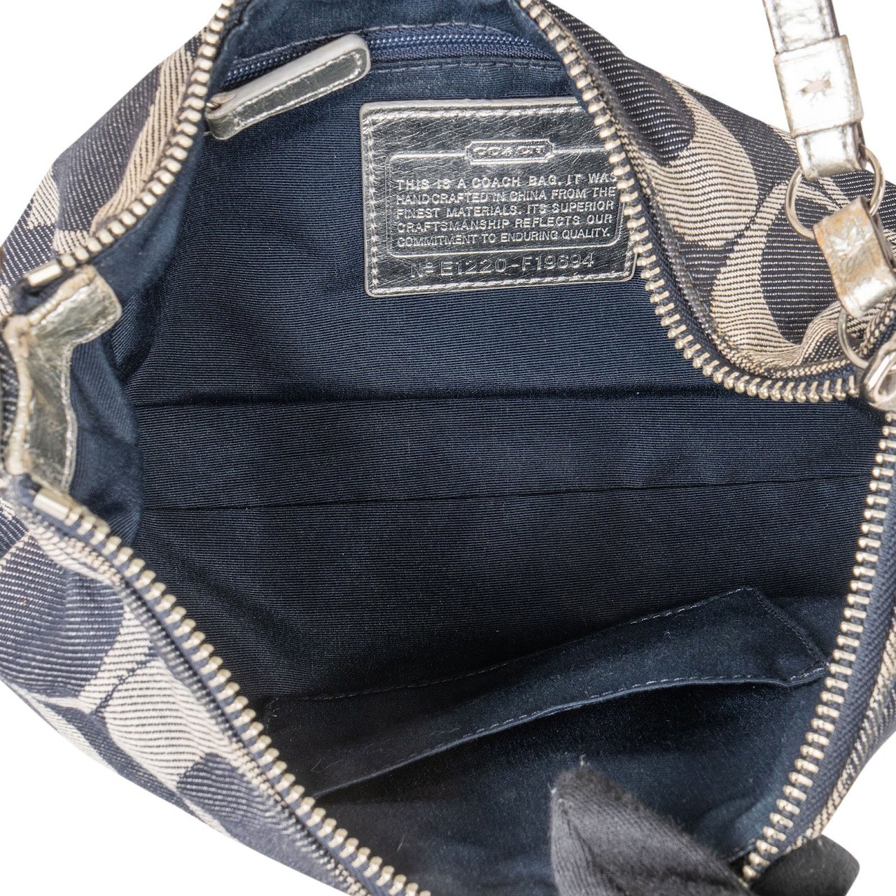 Coach Monogram Denim Signature Stripe Shoulder Bag Blauw