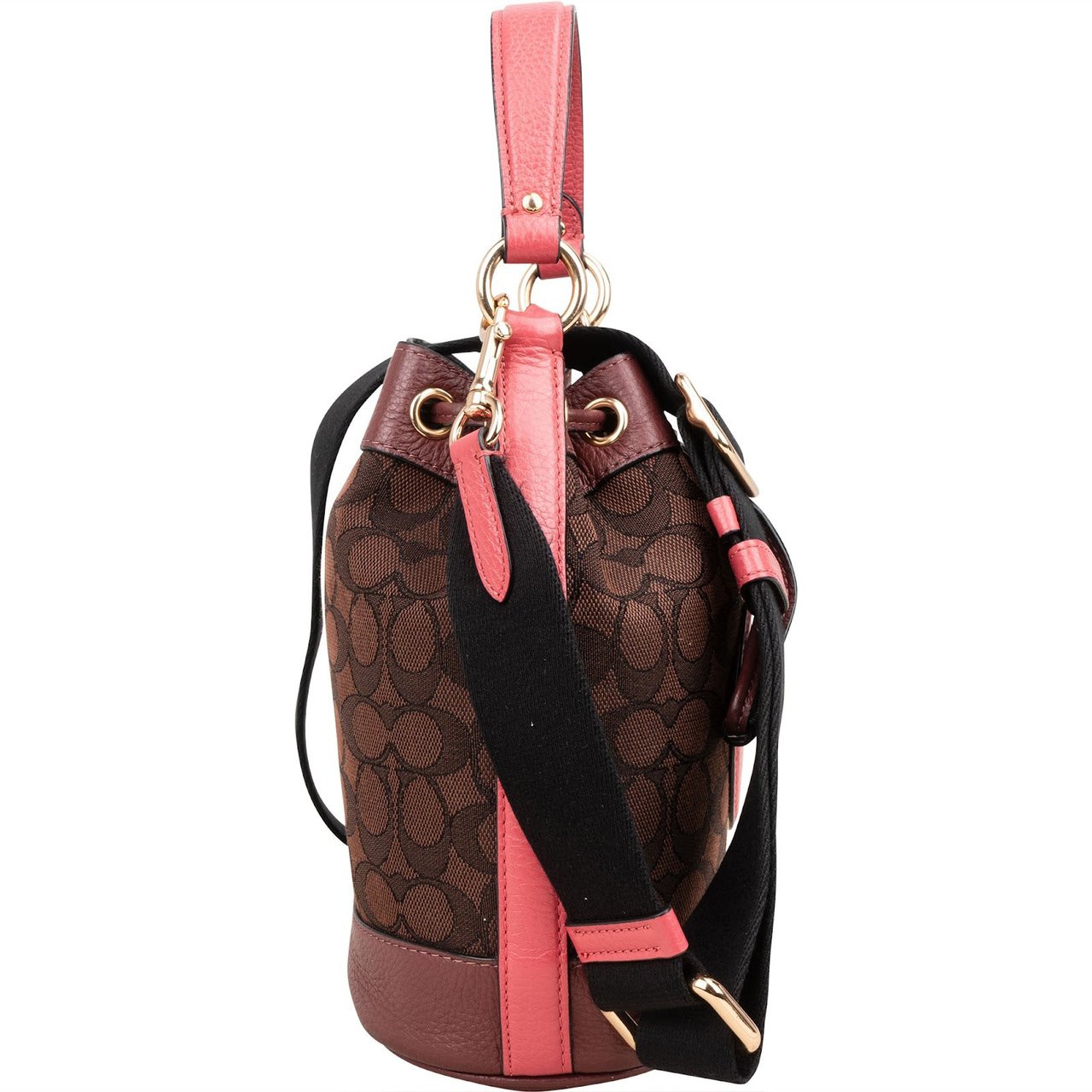 Coach Coach Monogram Demi Bucket in Signature Stripe Handbag Bruin