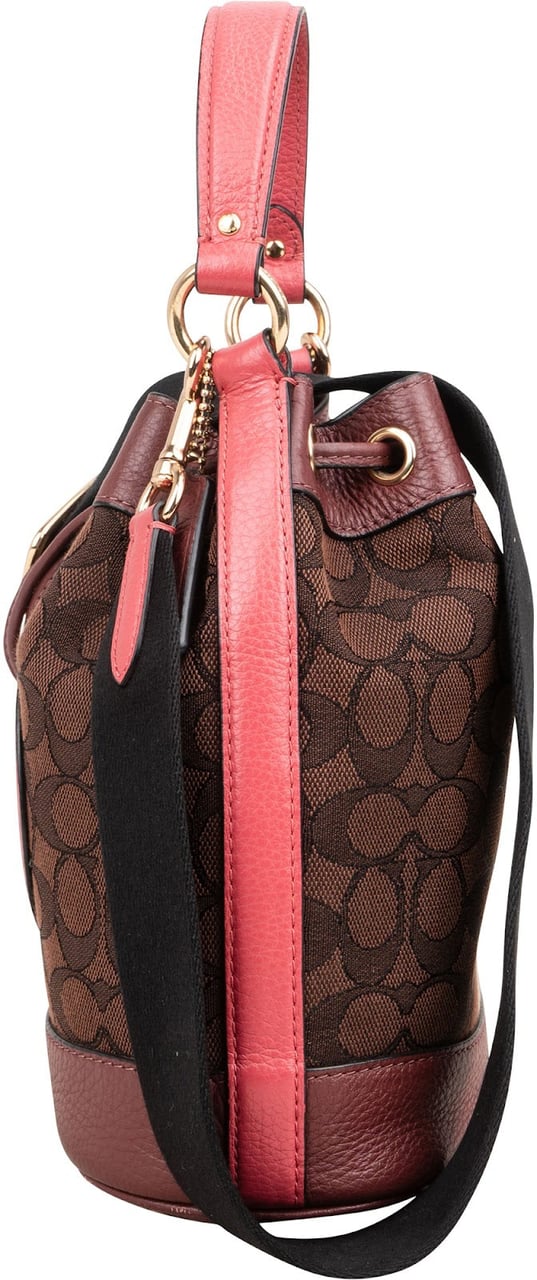 Coach Coach Monogram Demi Bucket in Signature Stripe Handbag Bruin
