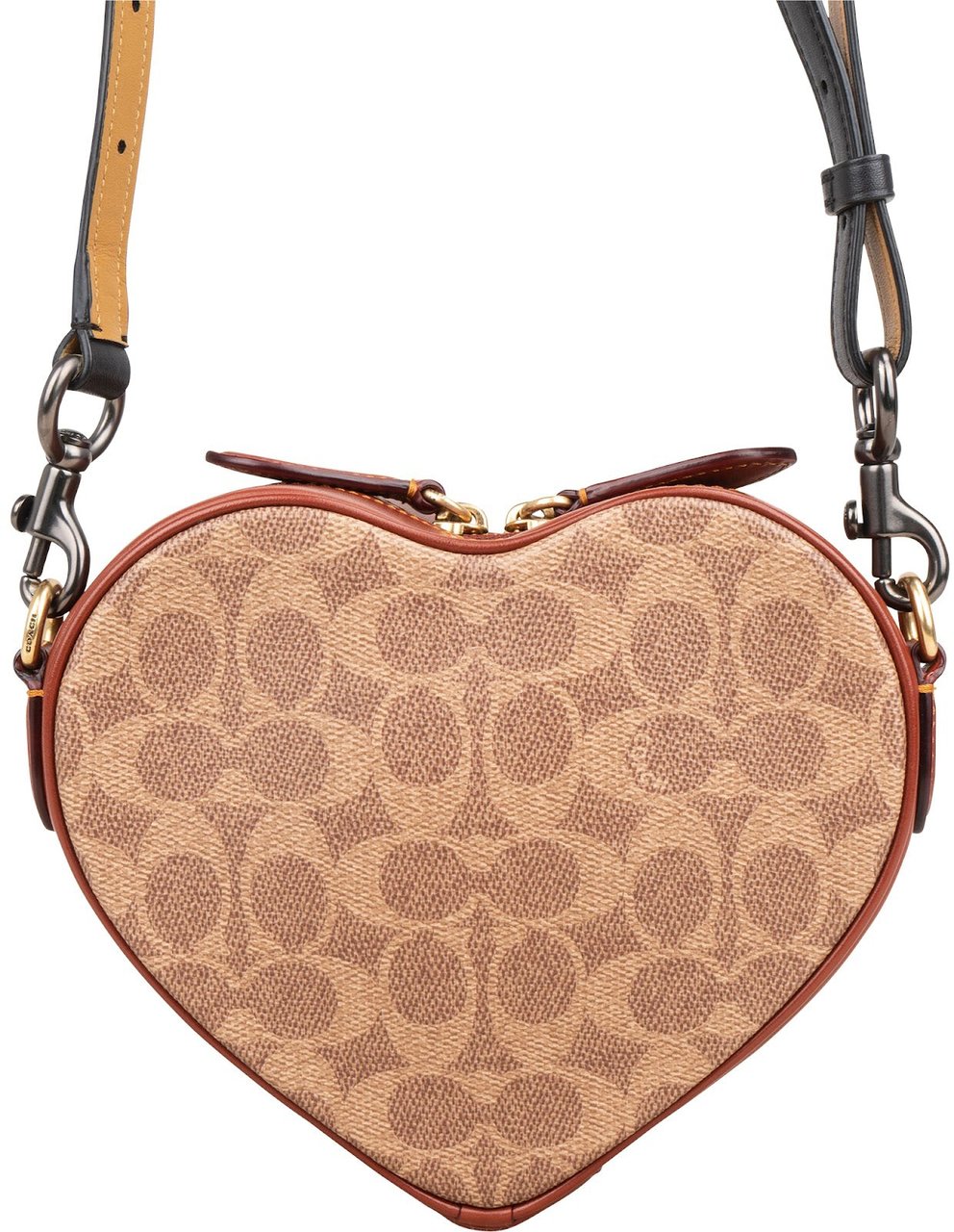 Coach Monogram Signature Canvas Heart Crossbody Bag Bruin
