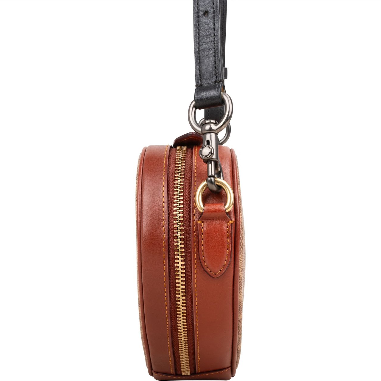 Coach Monogram Signature Canvas Heart Crossbody Bag Bruin