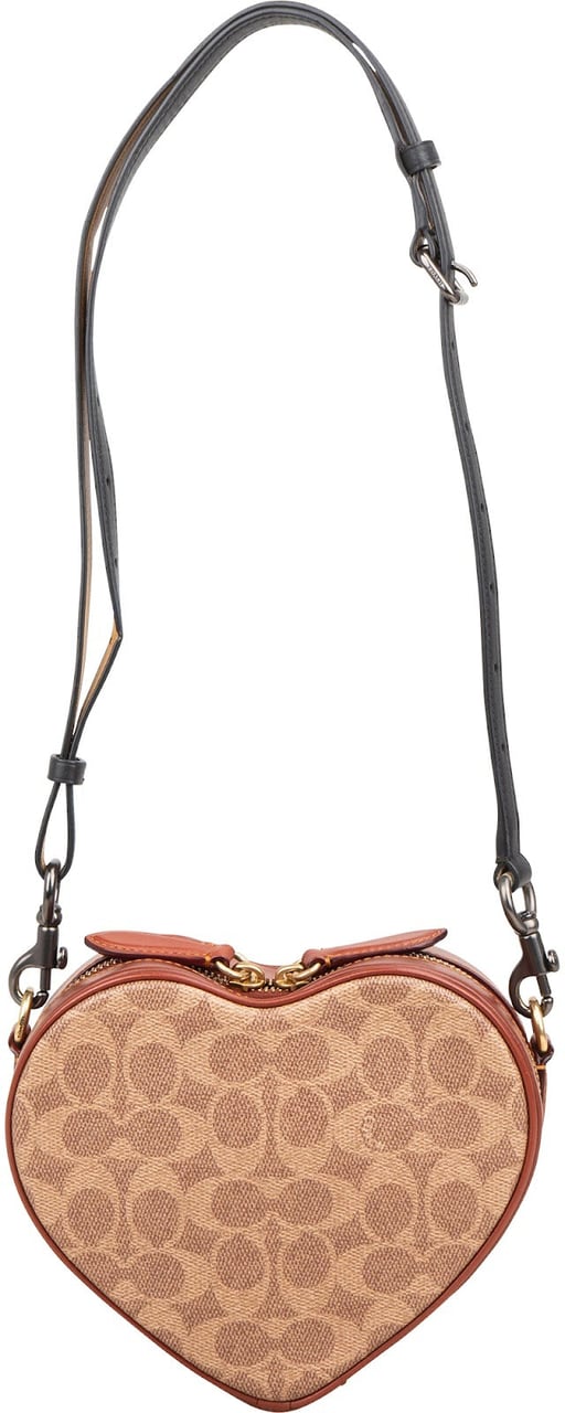 Coach Monogram Signature Canvas Heart Crossbody Bag Bruin