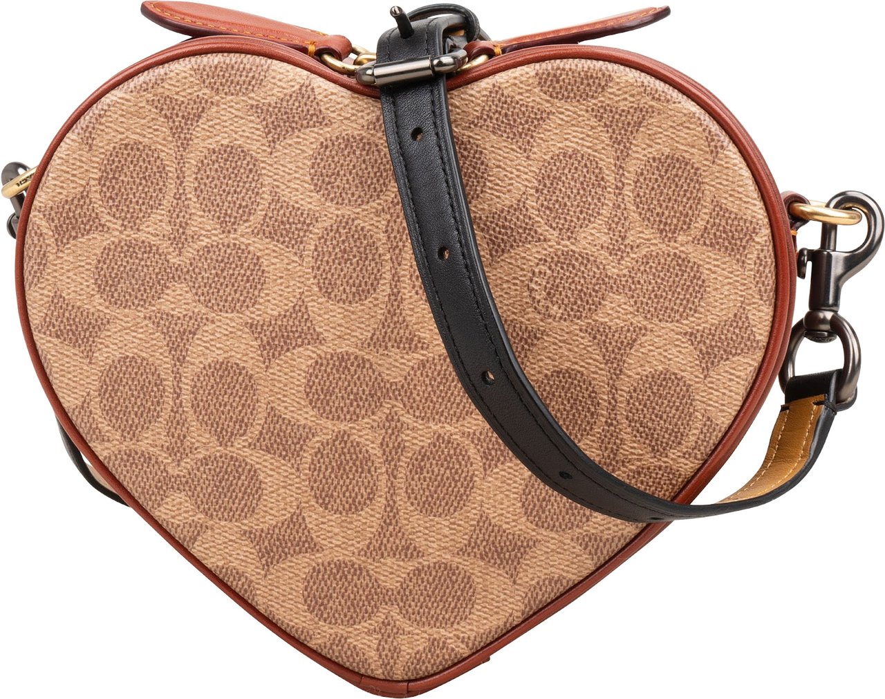 Coach Monogram Signature Canvas Heart Crossbody Bag Bruin