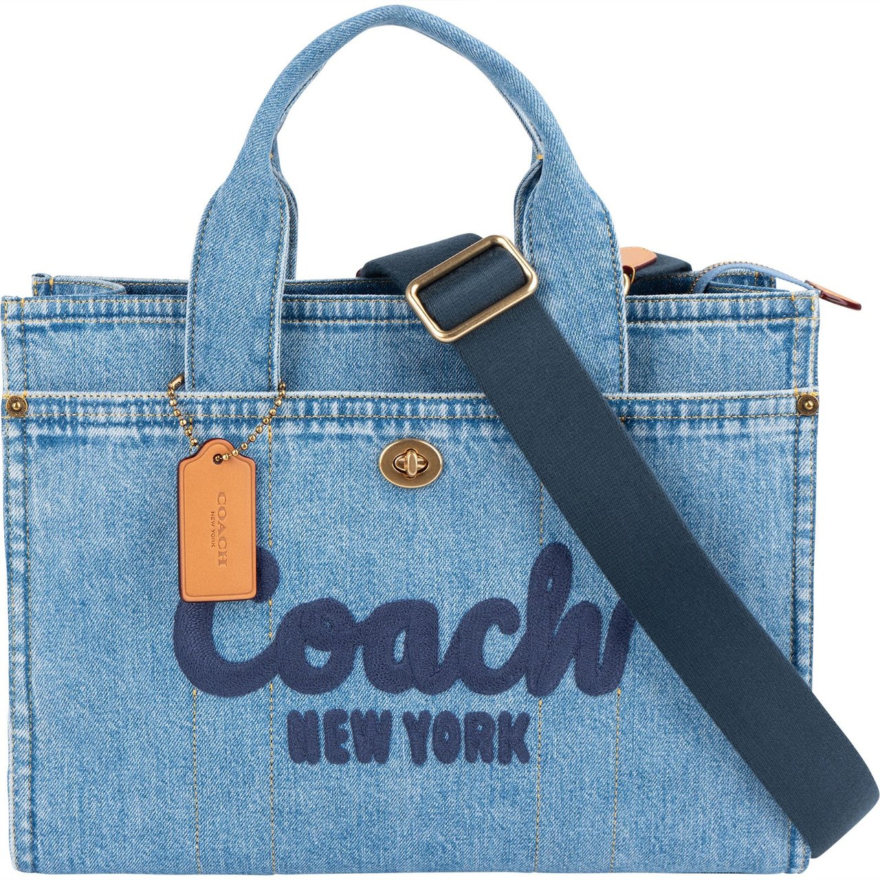 Coach Coach Denim Cargo Tote Handbag Blauw