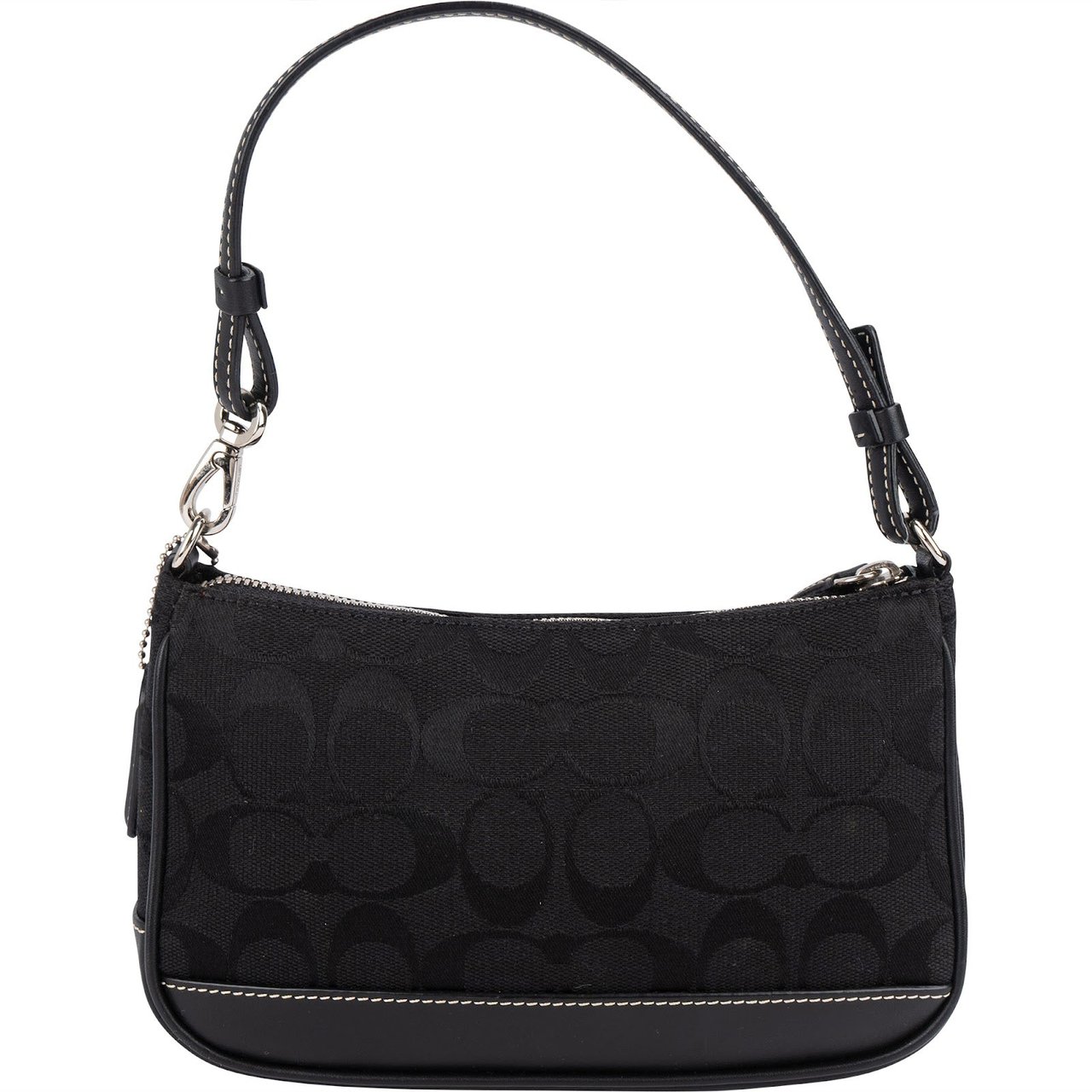 Coach Black Signature Monogram Pochette Handbag Zwart