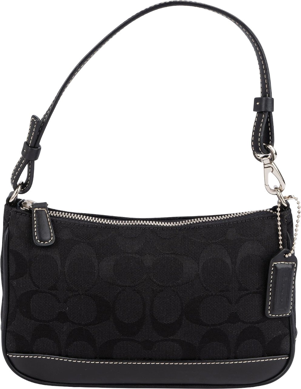 Coach Black Signature Monogram Pochette Handbag Zwart