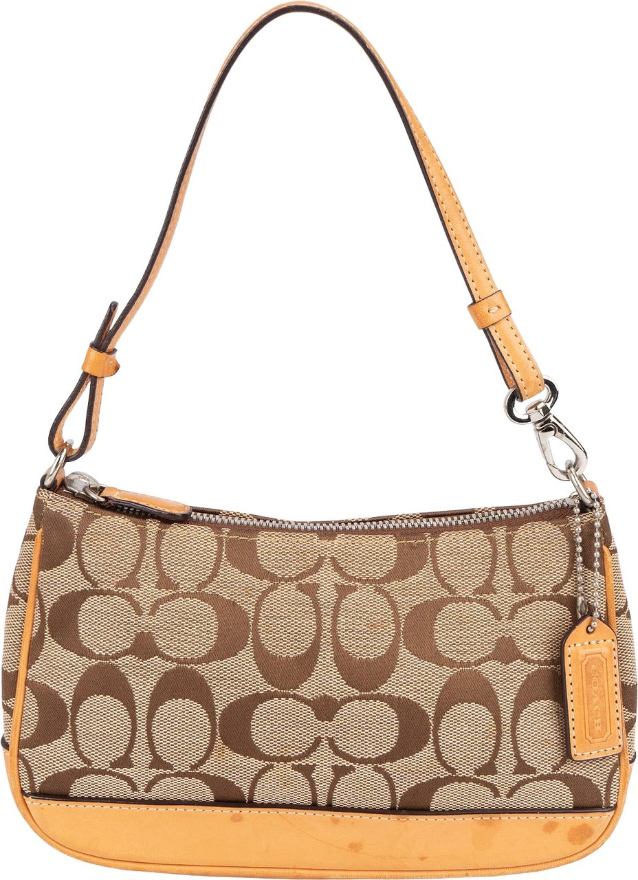 Coach Coach Signature Monogram Pochette Handbag Bruin