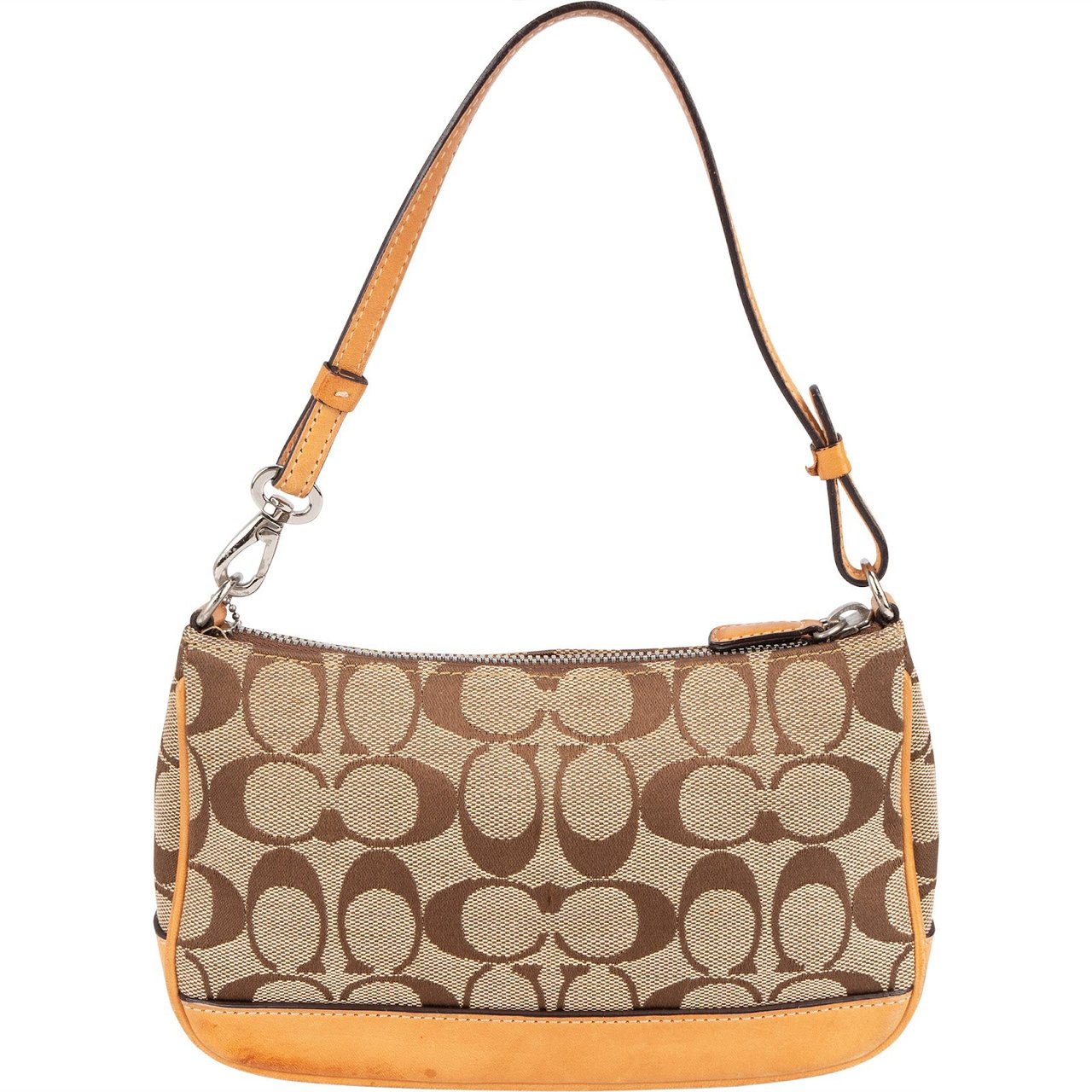 Coach Coach Signature Monogram Pochette Handbag Bruin